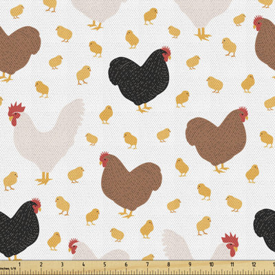 Aurea Cartoon Domestic Birds Fabric