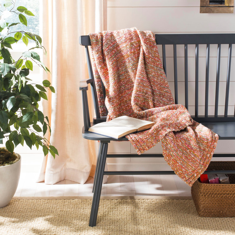 Red Cotton Knitted Contemporary Throw Blanket