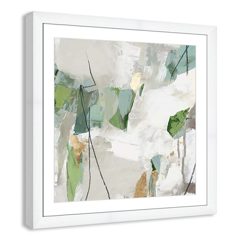 «Enchanted Emerald I» par Tom Reeves, Encadrement cubique blanc, H 29 po x l 29 po x P 1,25 po