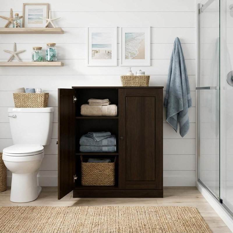 Armoire à linge 32 "à double porte en bois surélevé espresso 32"