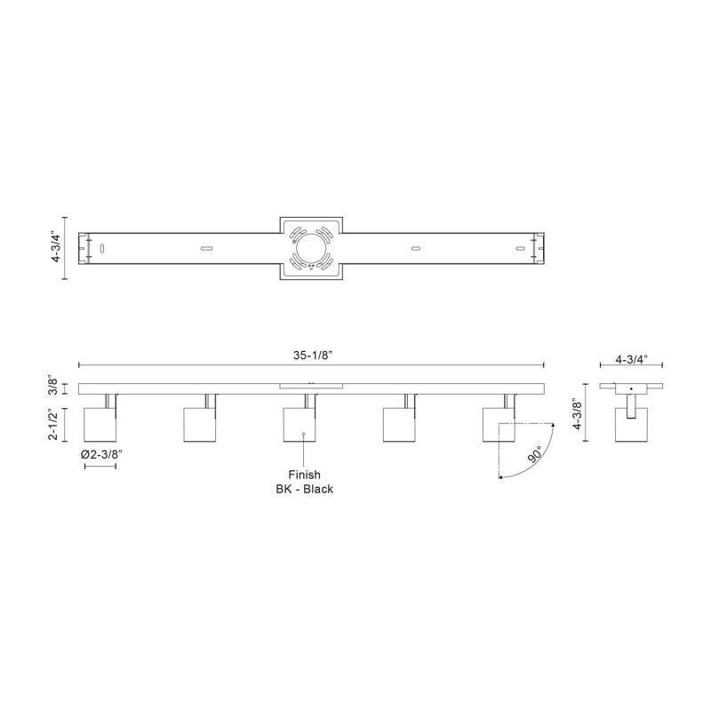 Arnold Black 50W LED 5-Head Adjustable Track Light