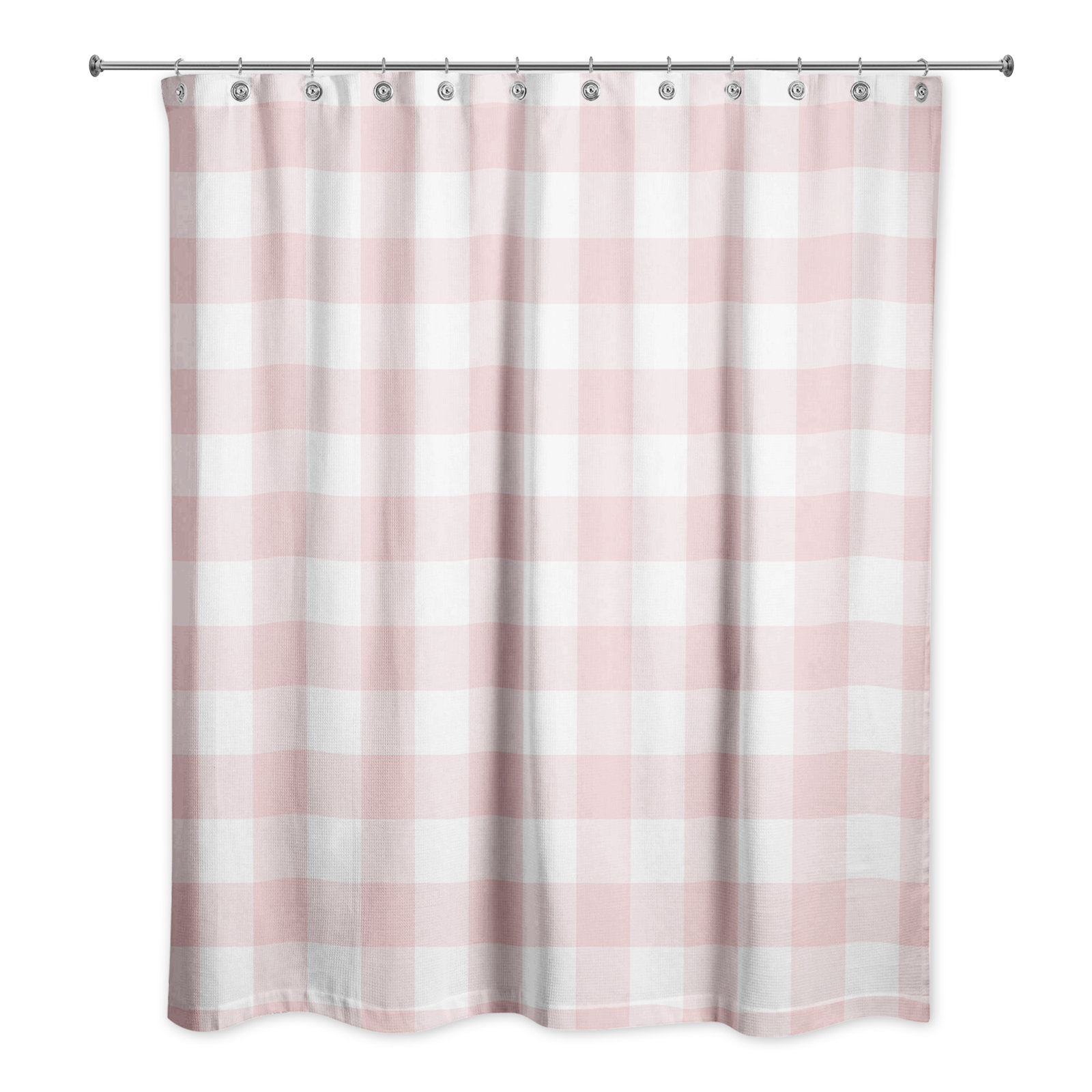 Hanka Plaid Shower Curtain, Pink