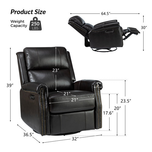 Lark Manor Alaynie Genuine Leather Power Rocking Recliner & Reviews ...