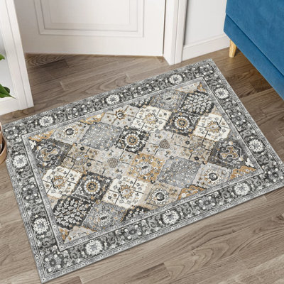 Tapis d'intérieur rétro à motif floral antidérapant, résistant aux taches et lavable à la machine pour le salon, la cuisine, le vestibule, la salle de bain, la chambre à coucher et le bureau