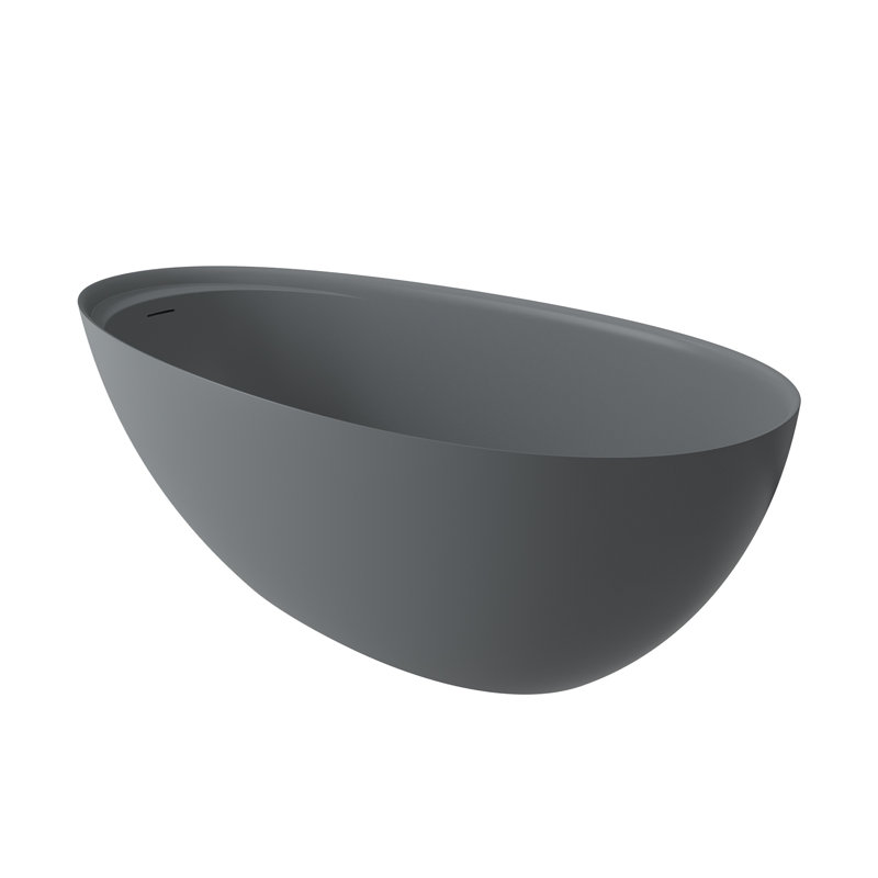 Hudson 67'' Freestanding Soaking Solid Surface Bathtub, Matte Gray