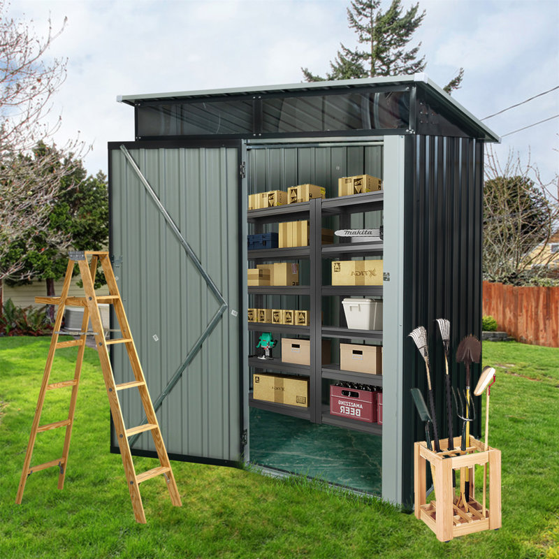 5Ft X 3Ft Outdoor Metal Storage Shed Transparent Plate, Black
