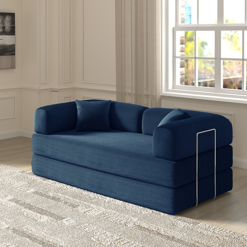 Jordan 78.4''Foldable Three Person Sofa Bed, Blue