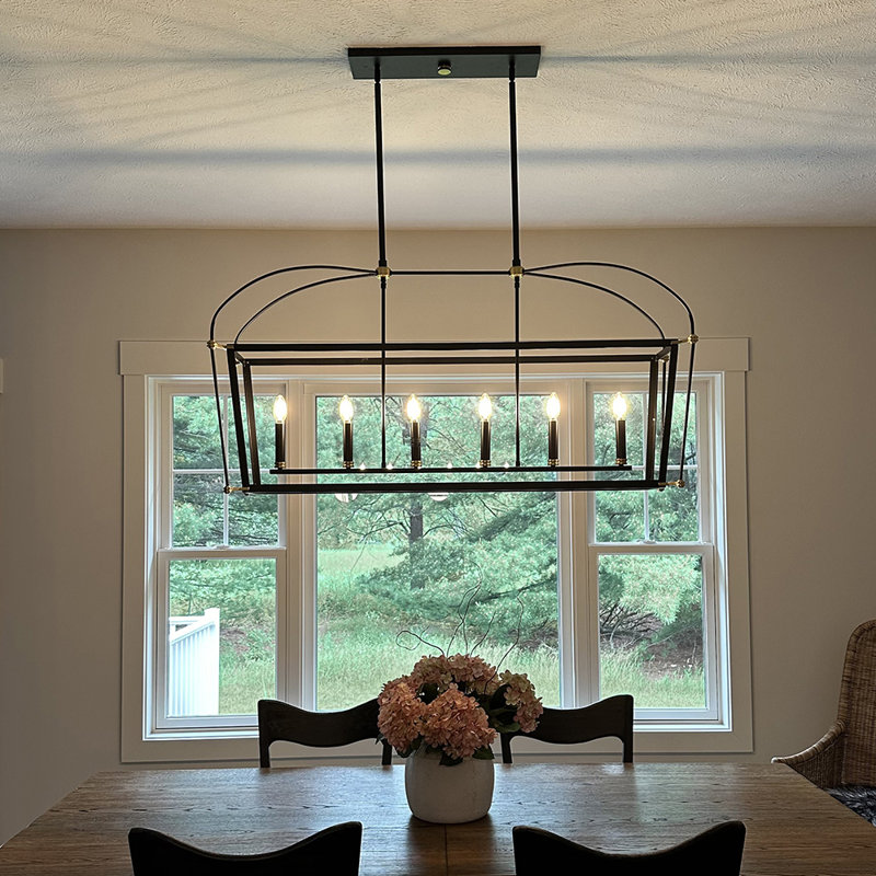 Lustre carré / rectangulaire à 6 lumières de style bougie Selby