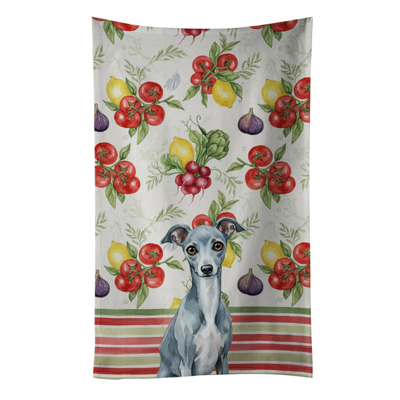 Serviette de cuisine bleue italienne à légumes Greyhound, Blue Italian Greyhound