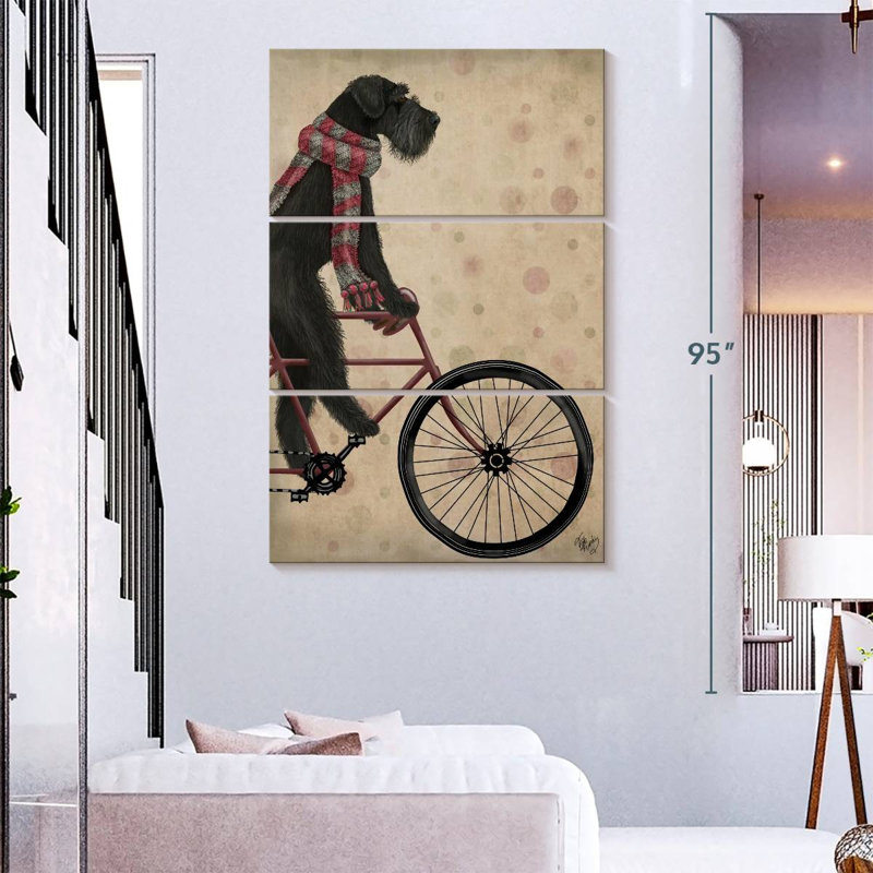 Schnauzer On Bicycle Black, 74" H x 48" W