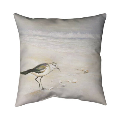 Semipalmated sandpiper on the beach - 16"x16" Throw pillow cover - Poly twill - Print on demand