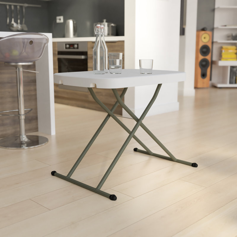Granite White & Gray Adjustable Height Folding Side Table
