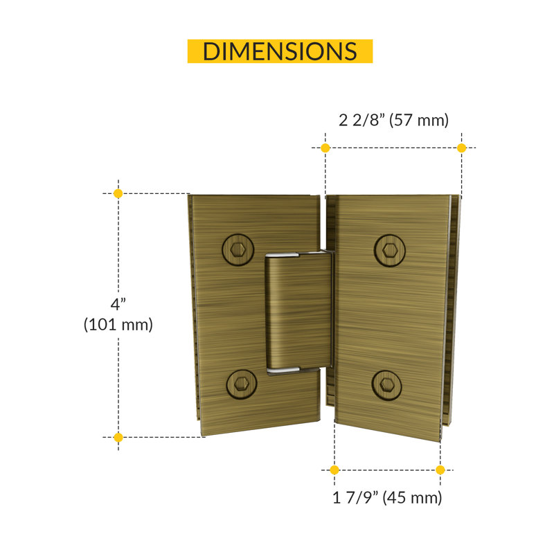  Charnière de porte de douche à fixation sur verre Maxum Series 135 degrés laiton antique, Laiton antique