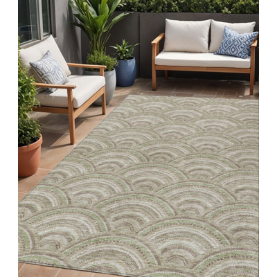 Tapis extérieur lavable géométrique taupe 5 pi x 8 pi