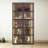 Tall Glass Display Cabinet 5-Tier Curio Cabinets Dining Cabinet With 4 Adjustable Shelves And Light Strip, Metal Frame Display Case Tempered Glass Display Shelf Collection Display Case Cabinet