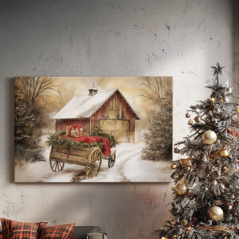 Warm Lantern Carols Lane - Toile tendue avec châssis de qualité supérieure, H 24 po x l 36 po