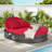 Outdoor Patio Daybed With Adjustable Backrests And Foldable Cup Trays, Reclining Outdoor Lounger With Cushions And Pillows For Backyard, Poolside-1586505301