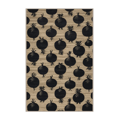 Washable Radish Black Vegetables Area Rug