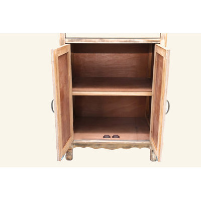 Armoire de rangement rustique en bois avec porte découpée décorative et 3 tiroirs, grand organisateur étroit pour le salon, la chambre à coucher