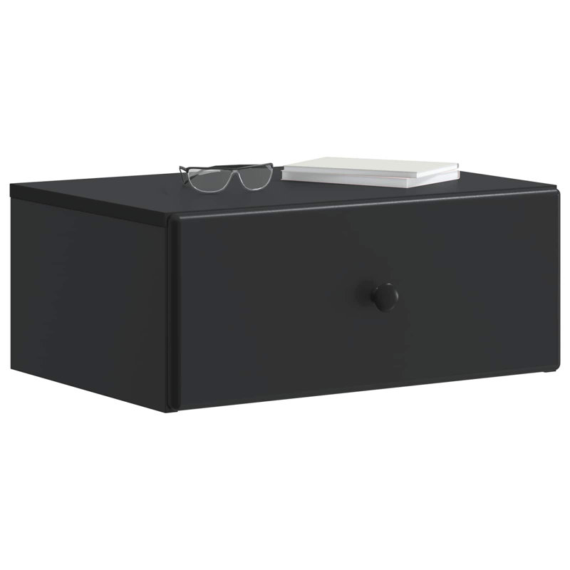 49cm W Manufactured Wood Bedside Table, Black