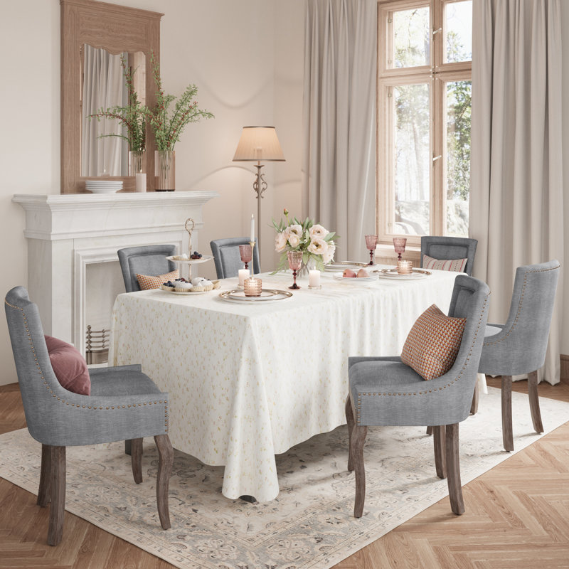 Siersha Linen Side Chair Dining Chair（set of 4）, Gray