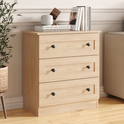 Commode 3 tiroirs pour la chambre à coucher, petites commodes, table de chevet de chevet en bois de ferme, organisateur de rangement de placard moderne pour la chambre à coucher, blanc