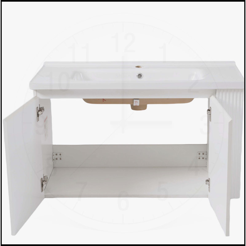Meuble-lavabo mural moderne 36 po avec lavabo en céramique 36 po