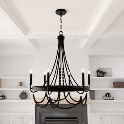 Lustre de salle à manger à 6 lumières en acier à intensité variable noir