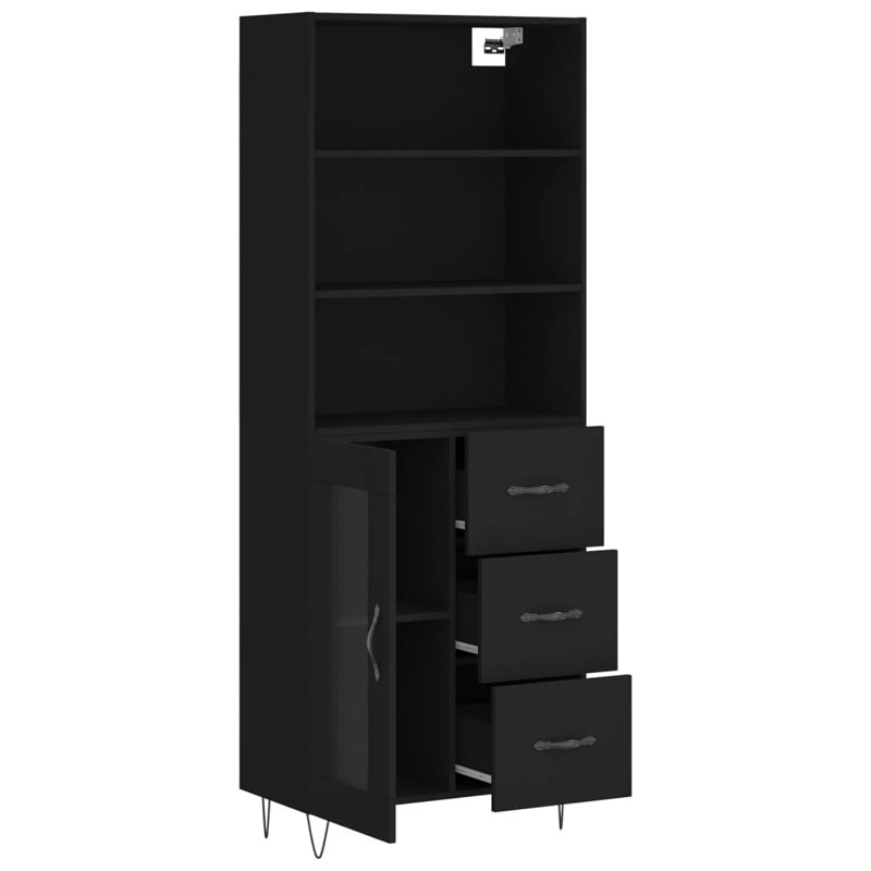 Lika 69.5cm Wide 3 Drawer Highboard, Black