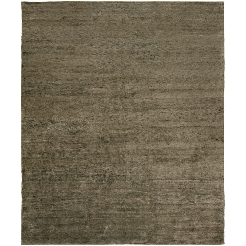 Nateasha Hand Knotted Area Rug in Brown, Rectangle 8' x 10'
