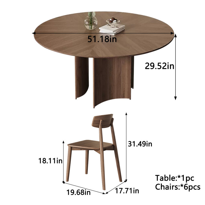 Ensemble de salle à manger rond 51,18 po, 7