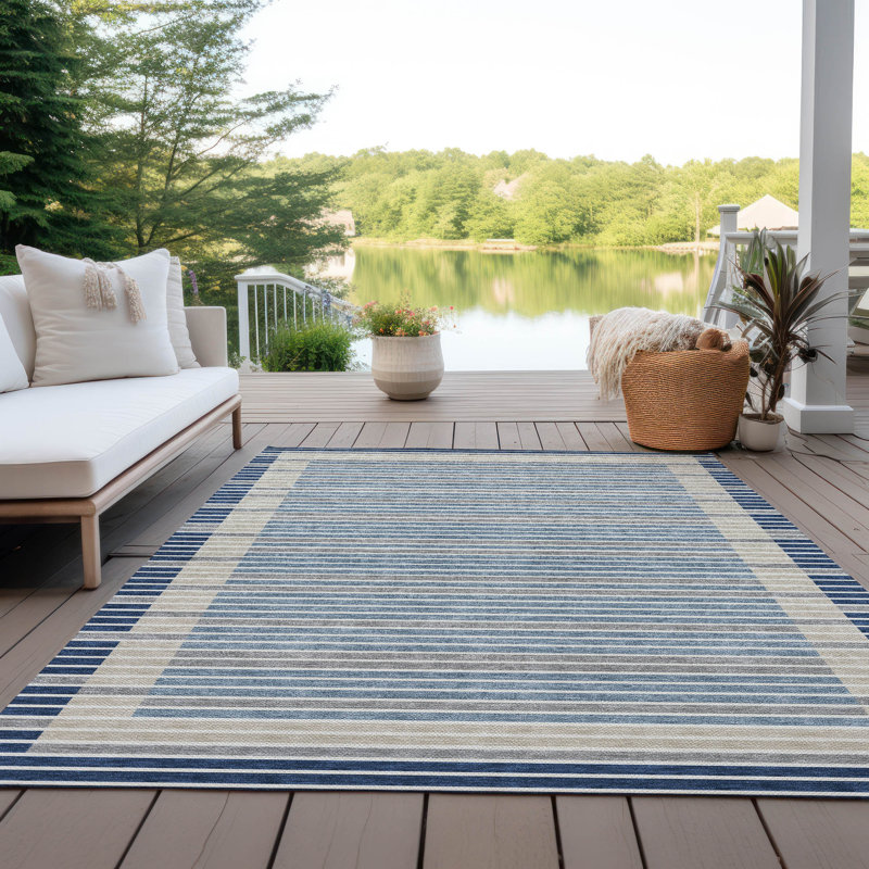Tapis intérieur / extérieur bleu Asymira, 5' x 7'6"