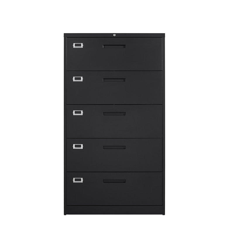 Izack 35.43'' Wide 5 -Drawer Steel File Cabinet, Black