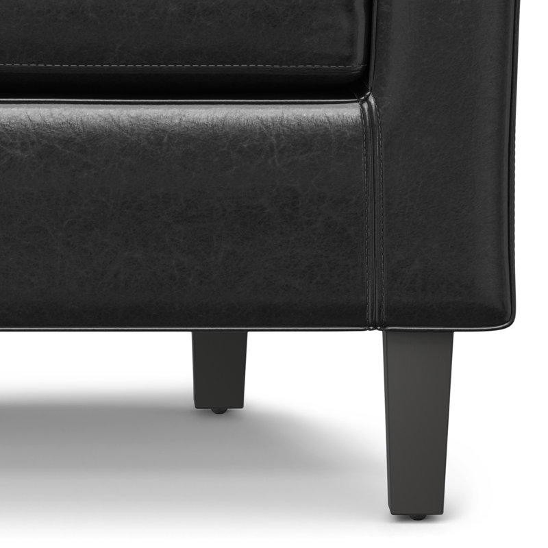 Austin Contemporary Barrel Armchair in Deluxe Black Faux Leather