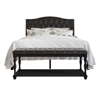 Jenese Curved Upholstered Bed with Storage Bench in Faux Leather by Winston Porter