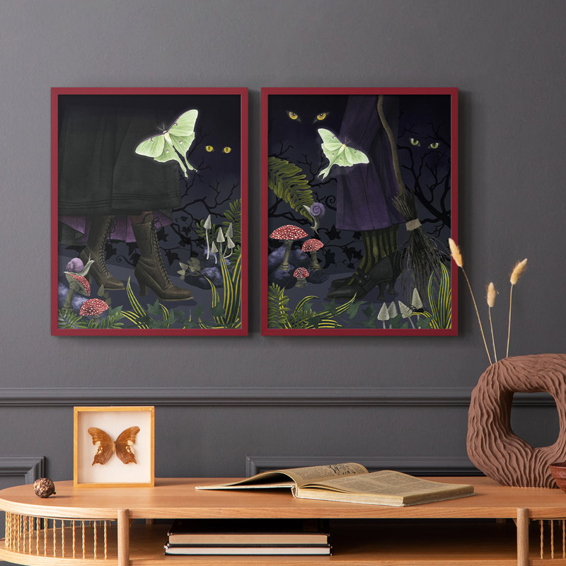 Reproduction encadrée Hallow Forest I-Premium - prête à être accrochée - aucun clou requis - aucun clou requis, Rouge
