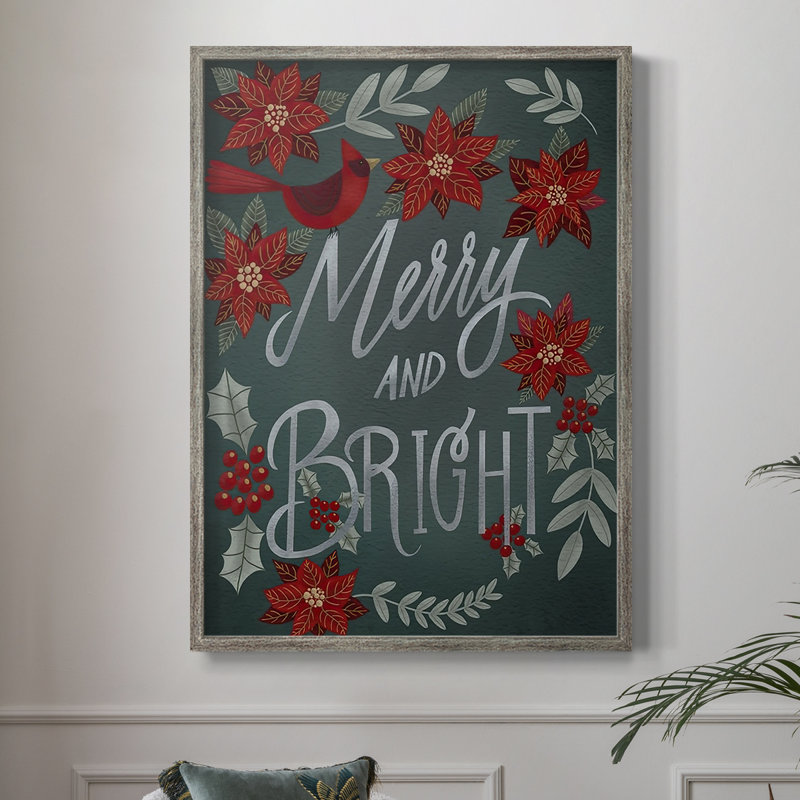 «Red Flowers Christmas I», reproduction encadrée - bois massif, H 30 po x l 24 po