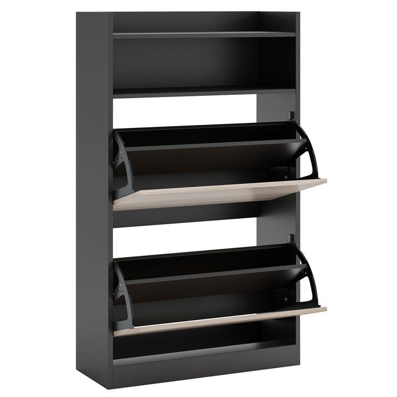 12 Pair Shoe Storage Cabinet, Black