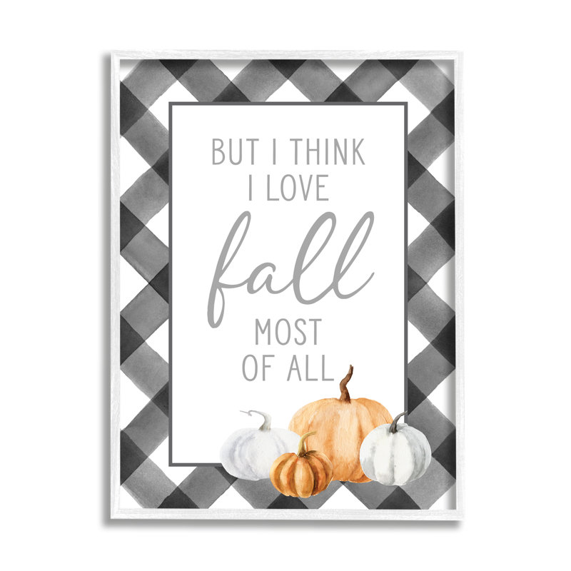 «Love Fall» Festive Expression Autumn, H 30 po x l 24 po x P 1,5 po, Giclée encadrée blanc bord de mer