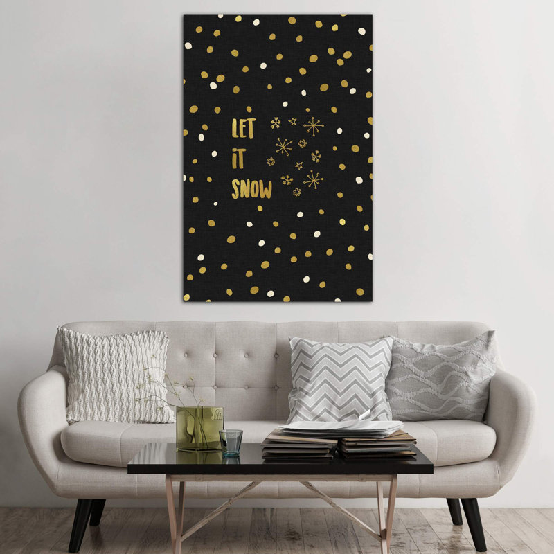 Let It Snow Gold - Wrapped Canvas Print, 152.5 cm H x 101.5 cm W