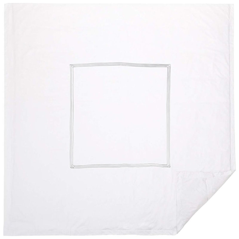 400TC Cotton Triple Embroidery Sateen Solid Duvet Cover Set, Oversized King Duvet Cover, White/White