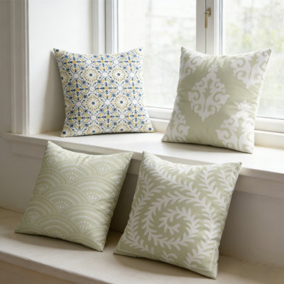 4-Pack Green Botanical Decorative Throw Pillow Cover For Home Sofa, Sofabed, Bed - 18*18 Inch Modern Rainforest Style Pattern Polyester Throw Pillow Cover (Filler Not Included)