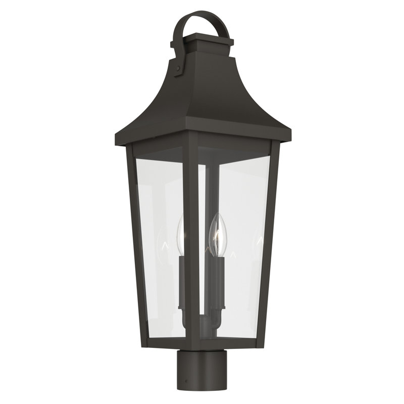 Cleary 25.25" 2-Light Outdoor Post Light with Clear Glass in Olde Bronze, Olde Bronze