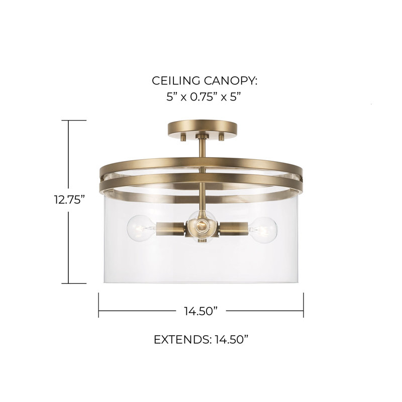 4 - Light Drum Pendant, Aged Brass