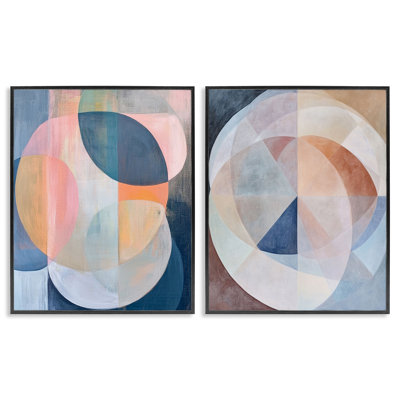 Ensemble de 2 giclées encadrées Pastel Centric Geometrics, design par Ramona Murdock