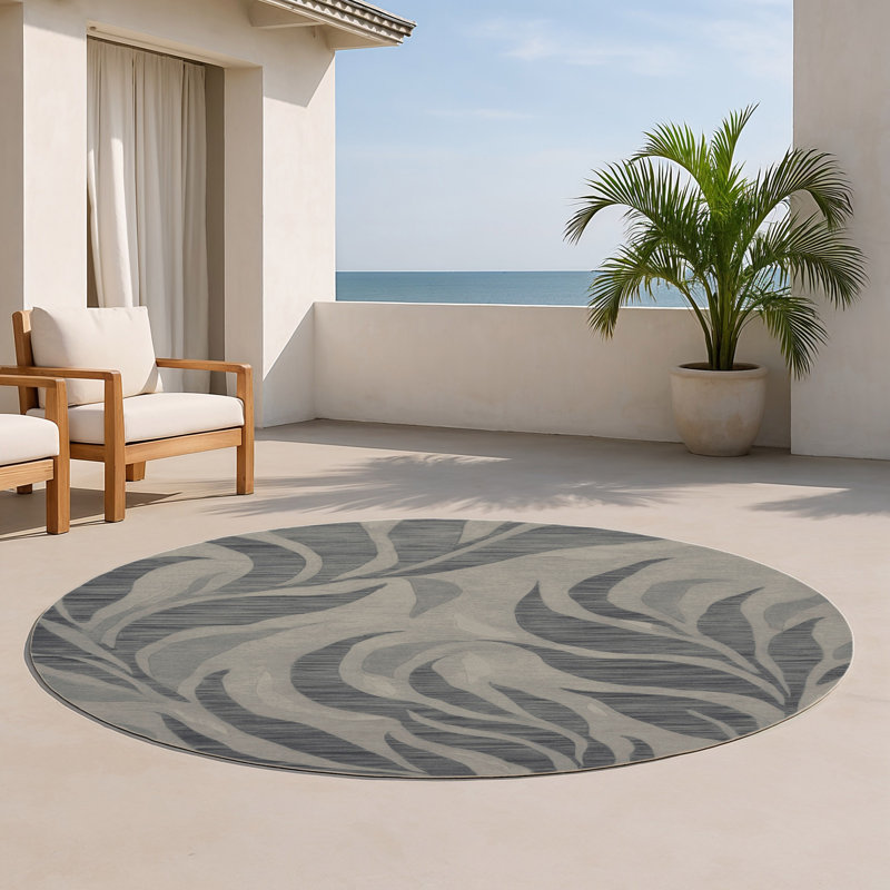 Tapis intérieur et extérieur gris Nature, Rond 5 pi