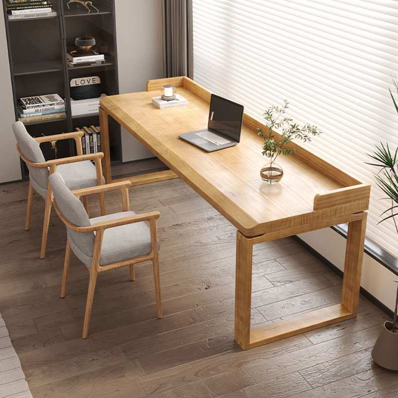 Bureau rectangulaire brun en bois massif, Burlywood, H 29,53 po x l 94,49 po x P 23,62 po