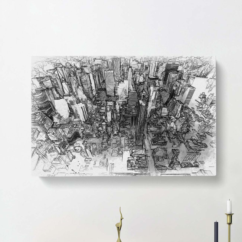 Birds Eye View of New York City in Abstract - Wrapped Canvas, 35cm H x 50cm W x 3cm D
