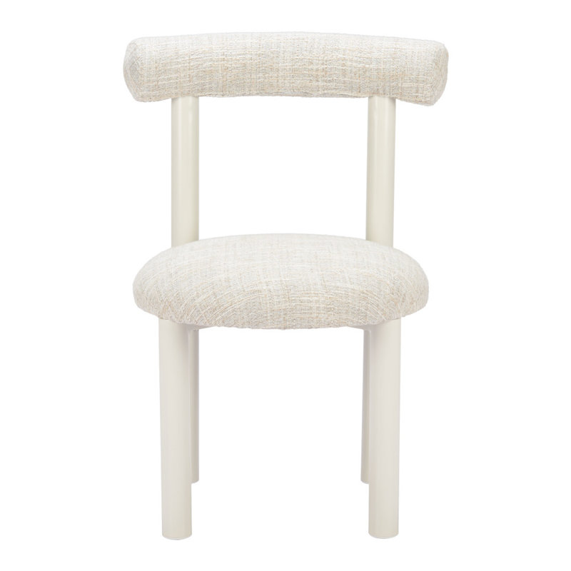 Beige and White Open Back Dining Side Chair