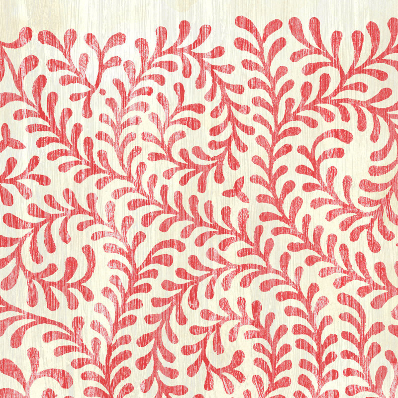 Motifs patinés en rouge III, H 20 po x l 20 po x P 1,25 po